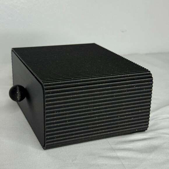 Black Glitter Storage Box with Drawer Textured Modern Minimalist Deck Decor 6.5" - Picture 3 of 8